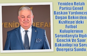 Yeniden Refah Partisi Genel Başkan Yardımcısı Doğan Bekin’den, Kızıltepe'deki Futbol Kulüplerinin Sorunlarıyla İlgili Gençlik Ve Spor Bakanlığı'na Soru Önergesi Sundu.